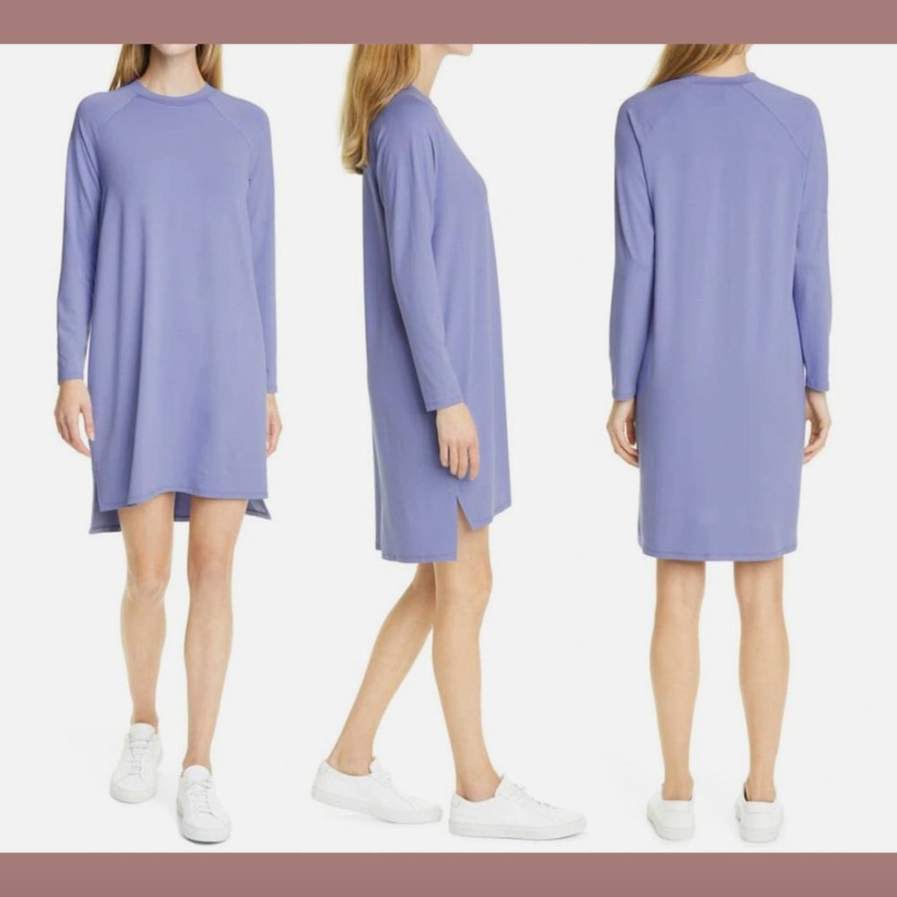 NWT $178 Eileen Fisher [ XS ] Raglan Long Sleeve Dress‎ in Hydra Blue #5880